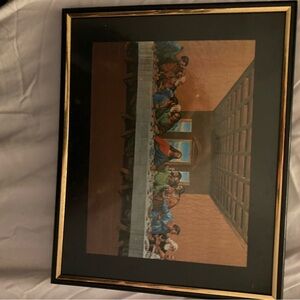 Framed Metallic Prin Last Supper Wall Art in Black and Gold Framed 10.5inx8.5in